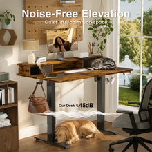 Load image into Gallery viewer, Veken 47-Inch Electric Standing Desk with Drawers, Adjustable Table, Brown