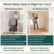 Load image into Gallery viewer, Cumbor 29.7-46" Baby Gate for Stairs, Toddler Safety Essentials for The House, Auto Close Dog Gate for Doorways, Mom's Choice Awards Winner-Easy Install Pressure Mounted Pet Gates for Dogs, White