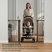 Load image into Gallery viewer, Cumbor 30-48 in Baby Gate for Stairs, Auto Close Dog Gate Indoor, Brown Mom's Choice Awards Winner, Double Lock Safety for Doorways, One-Hand Open Child Gate for Toddlers &amp; Pets, Pressure Mounted