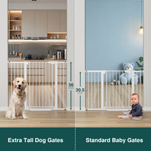 Load image into Gallery viewer, Cumbor 36" Extra Tall Baby Gate for Stairs, 30-48" Dog Gate Indoor White Mom's Choice Awards Winner, Double Lock Safety for Doorways, Child Gate for Toddlers &amp; Pets, Pressure or Hardware Mounted