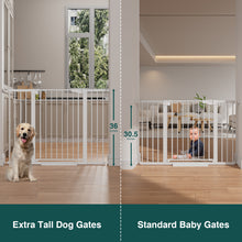 Load image into Gallery viewer, Cumbor 36 in Extra Tall Baby Gate for Stairs, 29.7-51.5 in Dog Gate White Auto Close &amp; Double Lock for Doorways, One-Hand Open Child Gate for Toddler &amp; Pets Indoor, Pressure or Hardware Mounted