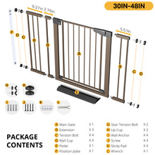 Load image into Gallery viewer, Cumbor 30-48 in Baby Gate for Stairs, Auto Close Dog Gate Indoor, Brown Mom's Choice Awards Winner, Double Lock Safety for Doorways, One-Hand Open Child Gate for Toddlers &amp; Pets, Pressure Mounted