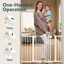 Load image into Gallery viewer, Cumbor 2-Pack 30-48 in Baby Gate for Stairs, Auto Close Dog Gate, White Mom's Choice Awards Winner, Double Lock Safety for Doorways, Child Gate for Toddlers &amp; Pets, Pressure or Hardware Mounted