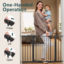 Load image into Gallery viewer, Cumbor 2-Pack 30-48 in Baby Gate for Stairs, Auto Close Dog Gate, Black Mom's Choice Awards Winner, Double Lock Safety for Doorways, Child Gate for Toddlers &amp; Pets, Pressure or Hardware Mounted