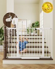 Load image into Gallery viewer, Cumbor 29.7-46" Baby Gate for Stairs, Toddler Safety Essentials for The House, Auto Close Dog Gate for Doorways, Mom's Choice Awards Winner-Easy Install Pressure Mounted Pet Gates for Dogs, White
