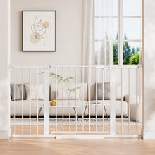 Load image into Gallery viewer, InnoTruth 29.6-50.1 in Extra Wide Baby Gate for Stairs and Doorways, White Indoor Metal Dog Gate for Pets, Auto Close 2 Way Swing Walk Through Door, Double Lock &amp; Y-Bolts, Pressure or Hardware Mount
