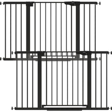 Load image into Gallery viewer, Cumbor 2-Pack 29.7-51.5 in Extra Wide Baby Gate for Stairs, Dog Gate Black Auto Close &amp; Double Lock for Doorways, One-Hand Open Child Gate for Toddler &amp; Pets Indoor, Pressure or Hardware Mounted