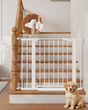 Load image into Gallery viewer, InnoTruth 27-36.6 in Wide Baby Gate for Stairs and Doorways, White Indoor Metal Dog Gate for Pets, Auto Close 2 Way Swing Walk Through Door, Double Lock &amp; Y-Bolts, Pressure or Hardware Mount