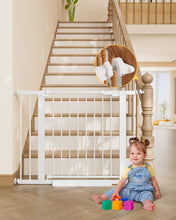 Load image into Gallery viewer, InnoTruth 29.6-39.1 in Wide Baby Gate for Stairs and Doorways, White Indoor Metal Dog Gate for Pets, Auto Close 2 Way Swing Walk Through Door, Double Lock &amp; Y-Bolts, Pressure or Hardware Mount
