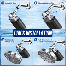 Load image into Gallery viewer, Veken Shower Filter, Shower Head Filter to Reduce Chlorine, KDF Shower Filter with Activated Carbon and Calcium Sulfite, Carbon Water Filter, Bathroom Accessories, Black &amp; Chrome