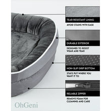 Load image into Gallery viewer, Ophanie Luxury Sofa Orthopedic Dog Bed For Large Dogs, Removable, Machine Washable Plush Cover, and Non-Slip Bottom with Four-Sided Bolster Cushion, Gray (35&quot;x28&quot;x6&quot;)