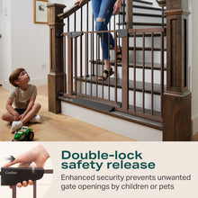 Load image into Gallery viewer, Cumbor 29.7-46" Baby Gate for Stairs, Mom's Choice Awards Winner-Auto Close Dog Gate for the House, Easy Install Pressure Mounted Pet Gates for Doorways, Easy Walk Thru Wide Safety Gate for Dog, Brown
