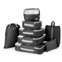 Load image into Gallery viewer, Olarhike 8 Set Packing Cubes, Travel Luggage Organizers,Black/Cream