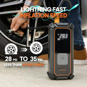 OlarHike Portable Tire Inflator - 160 Psi Digital Pressure Gauge,Air Compressor for Car Tires with Automatic Shutoff ,Emergency LED Light,Cordless and Compact Automotive Pump,Black
