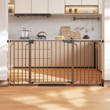 Load image into Gallery viewer, Cumbor 36.6-64 in Extra Wide Baby Gate for Stairs, Dog Gate Indoor, Brown Mom's Choice Awards Winner, Double Lock for Doorways, Auto Close Child Gate for Toddler &amp; Pets, Pressure or Hardware Mounted