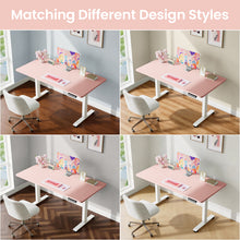 Load image into Gallery viewer, Veken 55 Inch Large Electric Standing Desk, Gaming Table, Pink Height Adjustable Sit Stand Up Computer Tables for Home Office, Study , Writing, Suit students, employees and group work