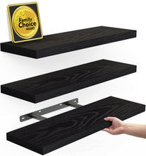 Load image into Gallery viewer, Ophanie 16 inch Wood Floating Shelves, Hanging Float Shelf for Bathroom, Bedroom, Living Room, Kitchen with 22lbs Capacity, Wall Mounted Decorative Shelves, 16 x 6.7x 1.1 Inch, Set of 3, White