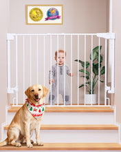 Load image into Gallery viewer, Cumbor 29.2–43" Baby Gate for Stairs, Hardware Mounted (Drill Required), Expandable No Bottom Bar Dog Gate, Auto Close Extra Wide Walk Thru, Pet &amp; Toddler Proof Gate, Top &amp; Bottom of Stairways (White)