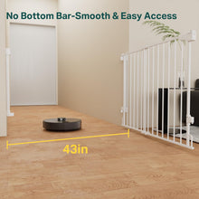 Load image into Gallery viewer, Cumbor 29.2–43" Baby Gate for Stairs, Hardware Mounted (Drill Required), Expandable No Bottom Bar Dog Gate, Auto Close Extra Wide Walk Thru, Pet &amp; Toddler Proof Gate, Top &amp; Bottom of Stairways (White)