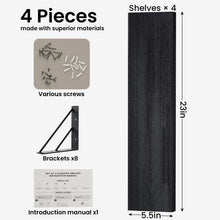 Load image into Gallery viewer, BAYKA Wall Mounted Floating Shelves, Wood Floating Wall Shelf for Books &amp; Decor, Small Space-Saving Display &amp; Organizer（Black，23in，Set of 4）