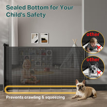 Load image into Gallery viewer, Cumbor 27-40" Retractable Baby Gates for Stairs &amp; Doorways, Hardware Mounted Mesh Dog &amp; Pet Gate, Easy Walk Through, One-Hand Operation, Anti-Crawl Adjustable Safety Gate for Dog, Indoor Outdoor Black