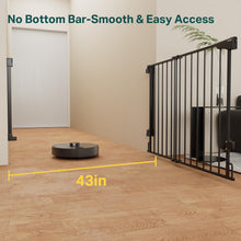 Load image into Gallery viewer, Cumbor 29.2–43" Baby Gate for Stairs, Hardware Mounted (Drill Required), Expandable No Bottom Bar Dog Gate, Auto Close Extra Wide Walk Thru, Pet &amp; Toddler Proof Gate, Top &amp; Bottom of Stairways(Black)