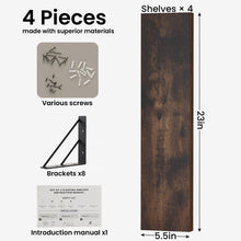 Load image into Gallery viewer, BAYKA Wall Shelves for Bedroom Decor, Floating Shelves for Wall, Display Mounted Rustic Wood Shelf for Books,Plants,Corner Shelves for Bathroom,Kitchen,Living Room(Rustic Brown，23in，Set of 4)
