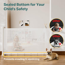 Load image into Gallery viewer, Cumbor 37-55" Retractable Baby Gates for Stairs &amp; Doorways, Hardware Mounted Mesh Dog &amp; Pet Gate, Easy Walk Through, One-Hand Operation, Anti-Crawl Adjustable Safety Gate for Dog, Indoor Outdoor White