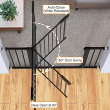 Load image into Gallery viewer, Cumbor 36" Extra Tall Baby Gate for Dogs and Kids with Wide 2-Way Door, 29.7"- 46" Width, and Auto Close Personal Safety for Babies and Pets, Fits Doorways, Stairs, and Entryways, Black