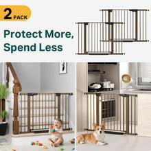 Load image into Gallery viewer, Cumbor 2 Pack 29.7-46" Baby Gate for Stairs, Mom's Choice Awards Winner-Auto Close Dog Gate for doorways, Easy Install Pressure Mounted Pet Gates indoor, Easy Walk Thru Wide Safety Gate for Dog, Brown