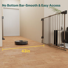 Load image into Gallery viewer, Cumbor 29.2–43" Baby Gate for Stairs, Hardware Mounted (Drill Required), Expandable No Bottom Bar Dog Gate, Auto Close Extra Wide Walk Thru, Pet &amp; Toddler Proof Gate, Top &amp; Bottom of Stairways (Brown)