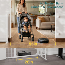 Load image into Gallery viewer, Cumbor 37-55" Retractable Baby Gates for Stairs &amp; Doorways, Hardware Mounted Mesh Dog &amp; Pet Gate, Easy Walk Through, One-Hand Operation, Anti-Crawl Adjustable Safety Gate for Dog, Indoor Outdoor White
