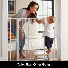 Load image into Gallery viewer, Cumbor 36" Extra Tall Baby Gate for Dogs and Kids with Wide 2-Way Door, 29.7"- 46" Width, and Auto Close Personal Safety for Babies and Pets, Fits Doorways, Stairs, and Entryways, White