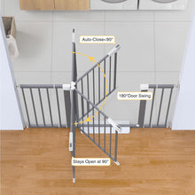 Load image into Gallery viewer, Cumbor 29.7-54.2" Wide Baby Gate for Stairs, Auto-Close Dog Gate Indoor for Doorways, No Drilling Pressure Mounted Pet Gates for Kids, Easy Walk Through Safety Gate, Gray
