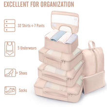 Load image into Gallery viewer, Veken 8 Set Packing Cubes for Travel Essentials,Anti-Wrinkle Buckled Suitcase Organizer for Shoe &amp; Toiletry Bag,Carry On Luggage Bag with 99+ Count Mesh Holes for Airplane &amp; College Dorm Accessories