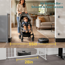 Load image into Gallery viewer, Cumbor 27-40" Retractable Baby Gates for Stairs &amp; Doorways, Hardware Mounted Mesh Dog &amp; Pet Gate, Easy Walk Through, One-Hand Operation, Anti-Crawl Adjustable Safety Gate for Dog, Indoor Outdoor Grey