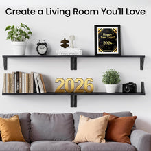 Load image into Gallery viewer, BAYKA Wall Mounted Floating Shelves, Wood Floating Wall Shelf for Books &amp; Decor, Small Space-Saving Display &amp; Organizer（Black，23in，Set of 4）