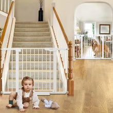 Load image into Gallery viewer, Cumbor 2 Pack 29.7-46" Baby Gate for Stairs, Mom's Choice Awards Winner-Auto Close Dog Gate for doorways, Easy Install Pressure Mounted Pet Gates indoor, Easy Walk Thru Wide Safety Gate for Dog, White