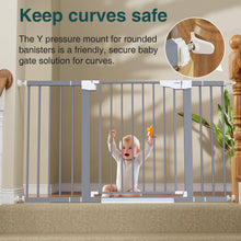 Load image into Gallery viewer, Cumbor 29.7-54.2" Wide Baby Gate for Stairs, Auto-Close Dog Gate Indoor for Doorways, No Drilling Pressure Mounted Pet Gates for Kids, Easy Walk Through Safety Gate, Gray
