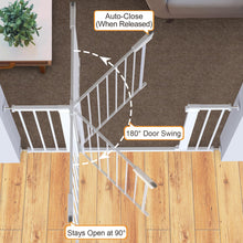 Load image into Gallery viewer, Cumbor 36" Extra Tall Baby Gate for Dogs and Kids with Wide 2-Way Door, 29.7"- 46" Width, and Auto Close Personal Safety for Babies and Pets, Fits Doorways, Stairs, and Entryways, White