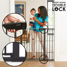 Load image into Gallery viewer, Cumbor 36" Extra Tall Baby Gate for Dogs and Kids with Wide 2-Way Door, 29.7"- 46" Width, and Auto Close Personal Safety for Babies and Pets, Fits Doorways, Stairs, and Entryways, Black