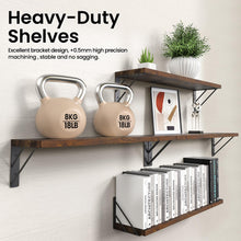 Load image into Gallery viewer, BAYKA Wall Shelves for Bedroom Decor, Floating Shelves for Wall, Display Mounted Rustic Wood Shelf for Books,Plants,Corner Shelves for Bathroom,Kitchen,Living Room(Rustic Brown，23in，Set of 4)
