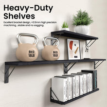 Load image into Gallery viewer, BAYKA Wall Mounted Floating Shelves, Wood Floating Wall Shelf for Books &amp; Decor, Small Space-Saving Display &amp; Organizer（Black，23in，Set of 4）