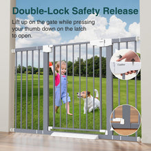 Load image into Gallery viewer, Cumbor 29.7-54.2" Wide Baby Gate for Stairs, Auto-Close Dog Gate Indoor for Doorways, No Drilling Pressure Mounted Pet Gates for Kids, Easy Walk Through Safety Gate, Gray