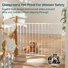 Load image into Gallery viewer, Cumbor 29.2–43" Baby Gate for Stairs, Hardware Mounted (Drill Required), Expandable No Bottom Bar Dog Gate, Auto Close Extra Wide Walk Thru, Pet &amp; Toddler Proof Gate, Top &amp; Bottom of Stairways (White)