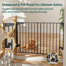 Load image into Gallery viewer, Cumbor 29.2–43" Baby Gate for Stairs, Hardware Mounted (Drill Required), Expandable No Bottom Bar Dog Gate, Auto Close Extra Wide Walk Thru, Pet &amp; Toddler Proof Gate, Top &amp; Bottom of Stairways(Black)