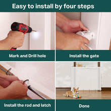 Load image into Gallery viewer, Cumbor 37-55" Retractable Baby Gates for Stairs &amp; Doorways, Hardware Mounted Mesh Dog &amp; Pet Gate, Easy Walk Through, One-Hand Operation, Anti-Crawl Adjustable Safety Gate for Dog, Indoor Outdoor White