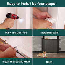 Load image into Gallery viewer, Cumbor 27-40" Retractable Baby Gates for Stairs &amp; Doorways, Hardware Mounted Mesh Dog &amp; Pet Gate, Easy Walk Through, One-Hand Operation, Anti-Crawl Adjustable Safety Gate for Dog, Indoor Outdoor Black