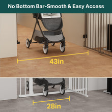 Load image into Gallery viewer, Cumbor 29.2–43" Baby Gate for Stairs, Hardware Mounted (Drill Required), Expandable No Bottom Bar Dog Gate, Auto Close Extra Wide Walk Thru, Pet &amp; Toddler Proof Gate, Top &amp; Bottom of Stairways (Brown)