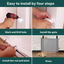 Load image into Gallery viewer, Cumbor 27-40" Retractable Baby Gates for Stairs &amp; Doorways, Hardware Mounted Mesh Dog &amp; Pet Gate, Easy Walk Through, One-Hand Operation, Anti-Crawl Adjustable Safety Gate for Dog, Indoor Outdoor Grey